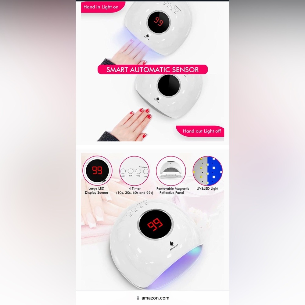MiroPure UV LED Nail Lamp 48W Nail Dryer Gel Polish Light